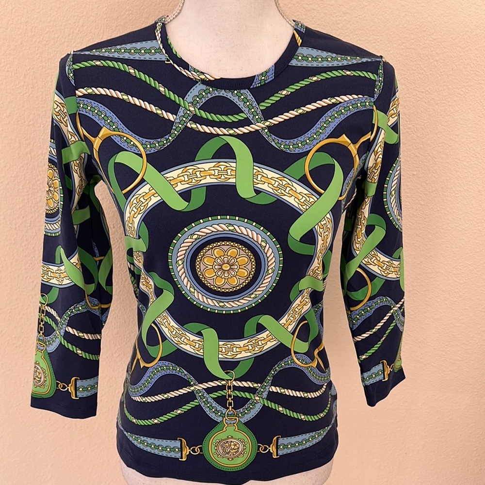 J. McLaughlin 3/4 Sleeve Wavesong Catalina Cloth Top